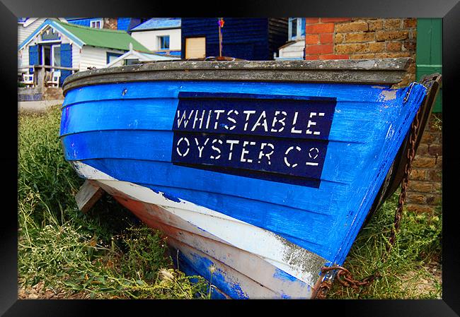 Whitstable, Old Blue Boat Framed Print by Linsey Pluckrose