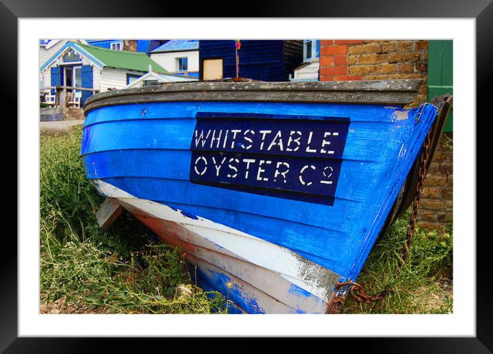 Whitstable, Old Blue Boat Framed Mounted Print by Linsey Pluckrose