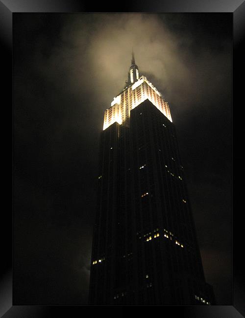 New York, Empire State Building at Night Framed Print by Linsey Pluckrose