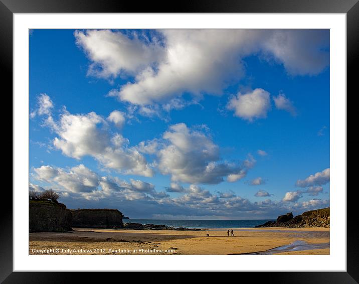 Walking the dog Framed Mounted Print by Judy Andrews