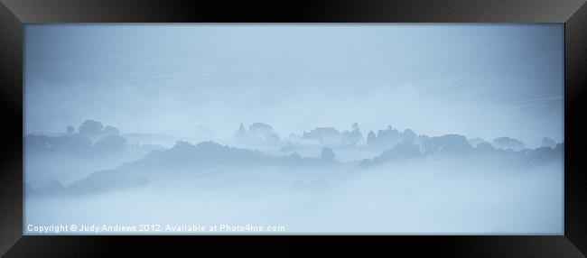 A misty morning in Wales Framed Print by Judy Andrews