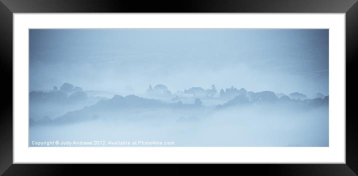 A misty morning in Wales Framed Mounted Print by Judy Andrews