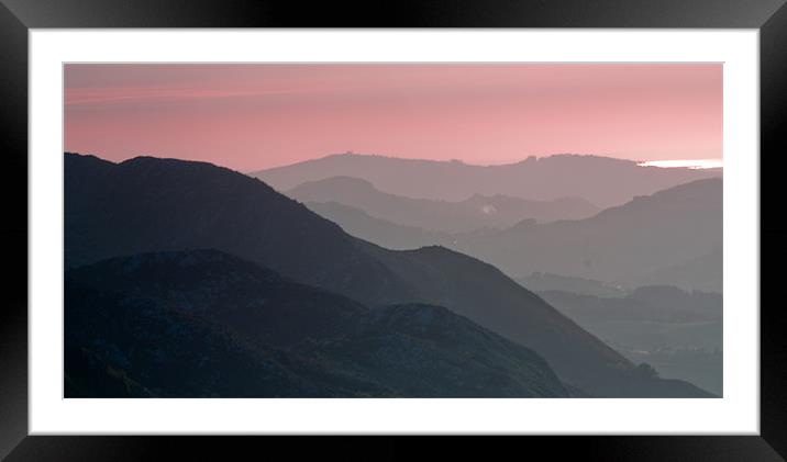 Mirador Del Fito Sunset Framed Mounted Print by Judy Andrews