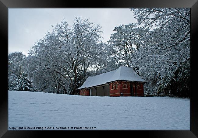 Pavilion In Snow Framed Print by David Pringle