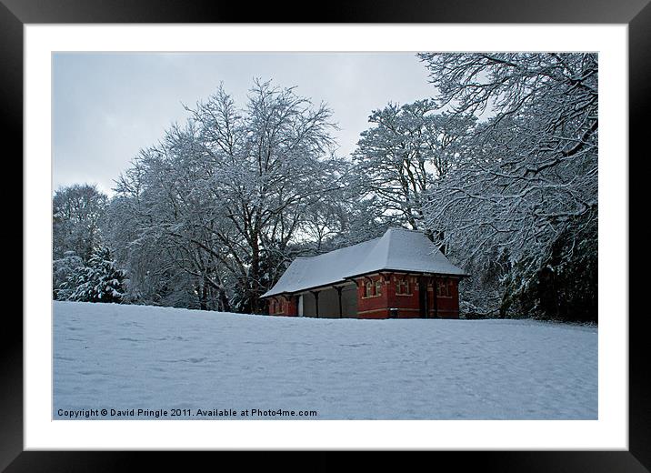 Pavilion In Snow Framed Mounted Print by David Pringle