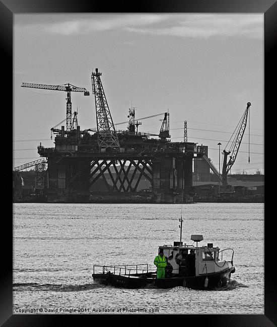 Boat & Cranes Framed Print by David Pringle