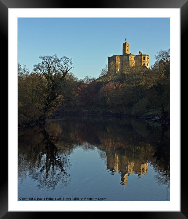 Warkworth Castle Reflection Framed Mounted Print by David Pringle