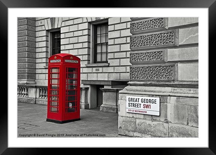 Red Phone Box Framed Mounted Print by David Pringle