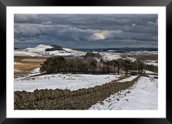 Roman Wall in Winter Framed Mounted Print by David Pringle