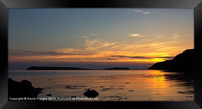 Sunset at Loch Bay Framed Print by David Pringle