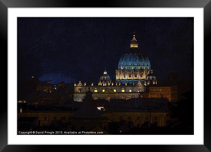St. Peter’s Basilica at Night Framed Mounted Print by David Pringle