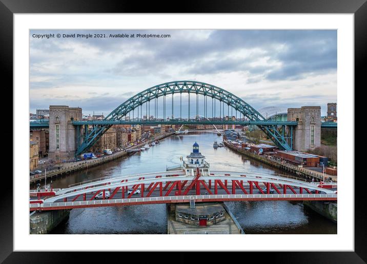Newcastle Quayside Bridges Framed Mounted Print by David Pringle