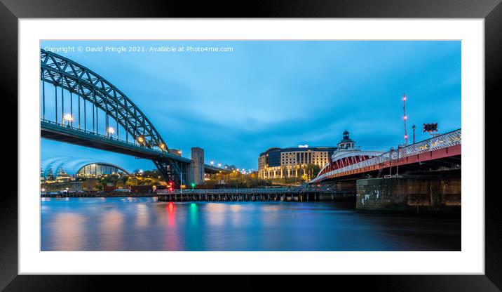 Newcastle Bridges Framed Mounted Print by David Pringle
