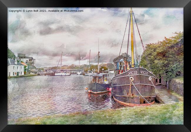 Clyde Puffer at Crinan Canal Basin Framed Print by Lynn Bolt