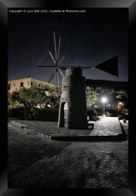 Windmill in Crete Framed Print by Lynn Bolt