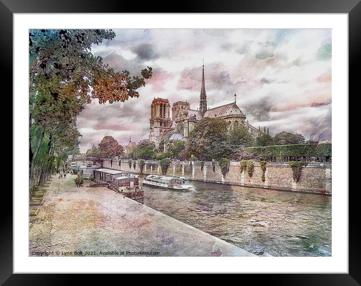 Notre Dame and The Seine Framed Mounted Print by Lynn Bolt