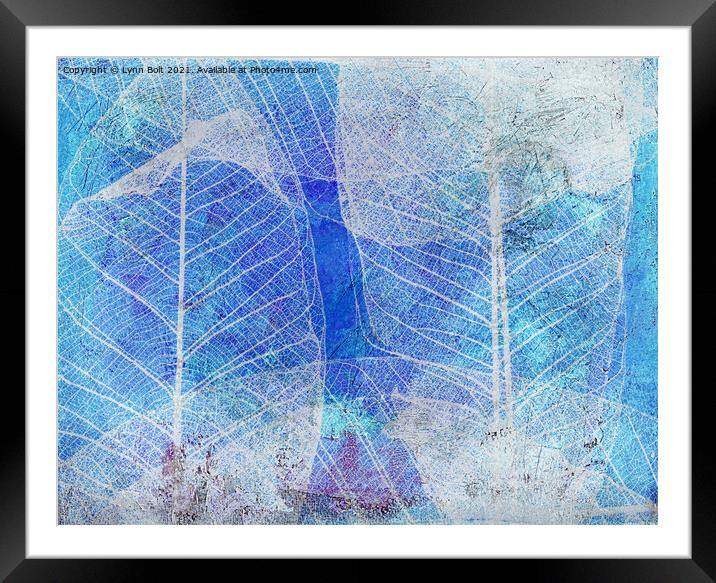 Ice Blue Leaves Framed Mounted Print by Lynn Bolt