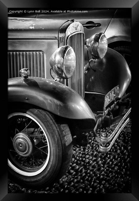 Vintage Car in Black and White Framed Print by Lynn Bolt