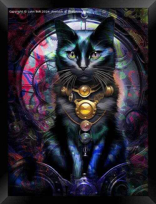 Steam Punk Black Cat Framed Print by Lynn Bolt