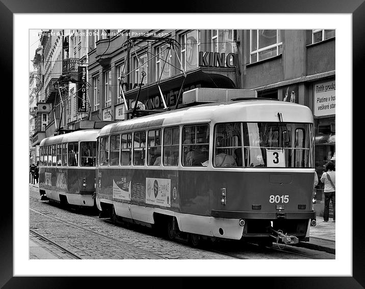 Prague Trams Framed Mounted Print by Lynn Bolt
