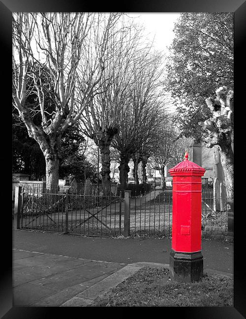 Red Post Box Framed Print by Lynn Bolt