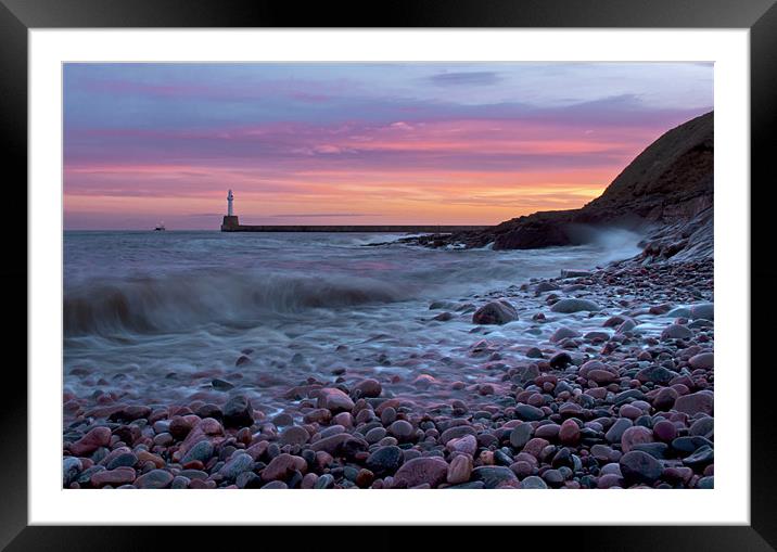 Aberdeen South breakwater light at dawn Framed Mounted Print by alan bain
