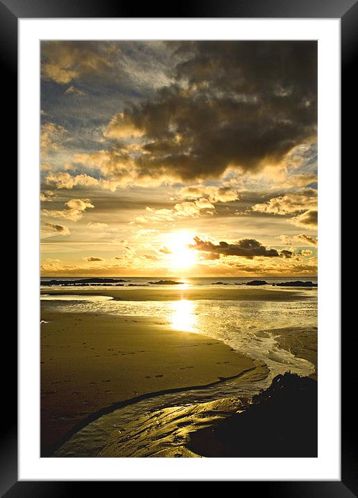 Golden Estuary Framed Mounted Print by Simone Williams