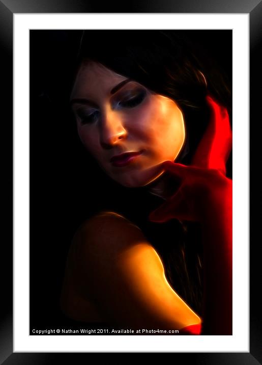 Abstract lady in red Framed Mounted Print by Nathan Wright
