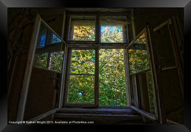 Open urbex window Framed Print by Nathan Wright