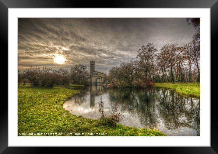 Sunset peace church Framed Mounted Print by Nathan Wright
