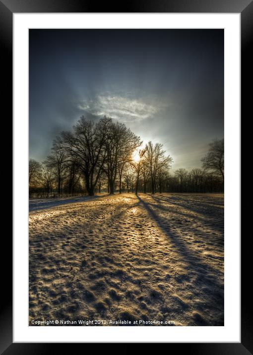 Sunset snow trees Framed Mounted Print by Nathan Wright