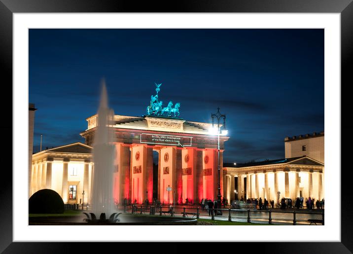 Festival of lights Brandenburg gate Framed Mounted Print by Nathan Wright