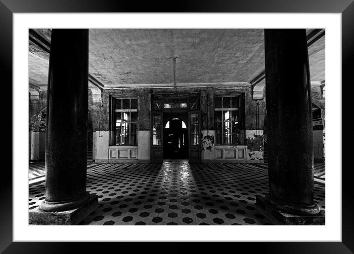 2 Pillars Black and White Framed Mounted Print by Nathan Wright