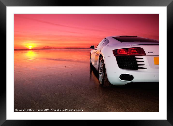 R8 on a beach - side view Framed Mounted Print by Rory Trappe