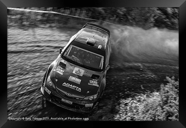 Subaru rally car at Penmachno Framed Print by Rory Trappe