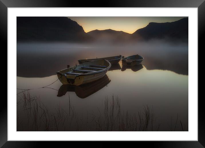 Fishing boats on Llyn Nantlle Framed Mounted Print by Rory Trappe