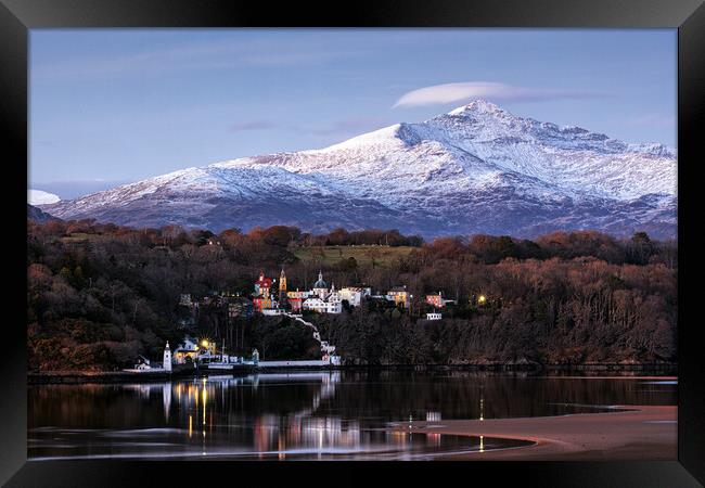 Portmeirion with Snowdon in the background Framed Print by Rory Trappe