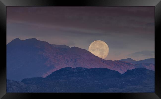 Moonrise behind the mountains of Snowdonia Framed Print by Rory Trappe