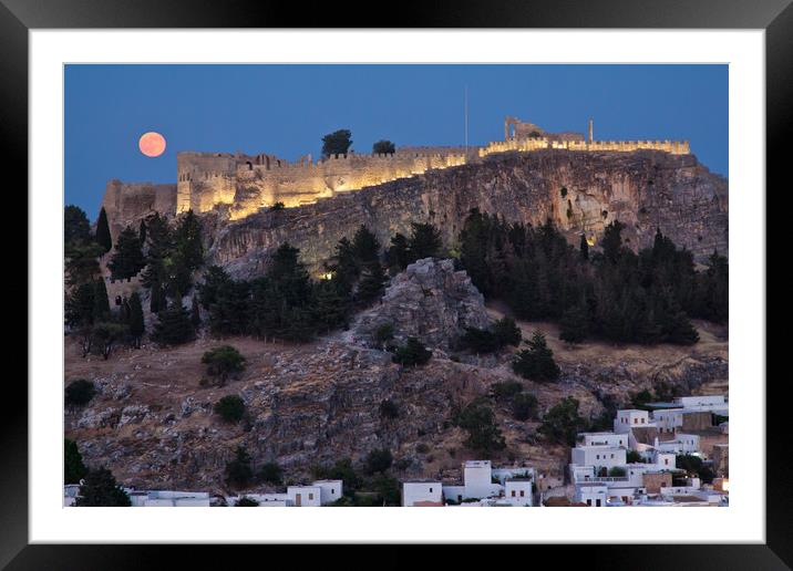 Lindos Full Moon Framed Mounted Print by Rory Trappe