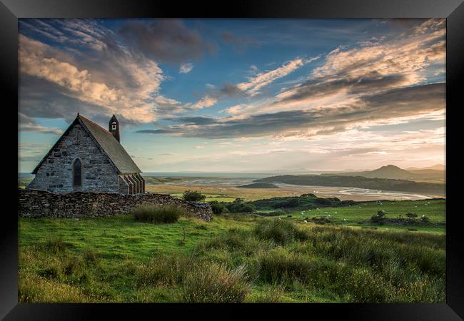 Saint Tecwyns Church with estuary Framed Print by Rory Trappe