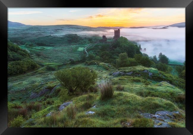 Sunrise at Dolwyddelan castle Framed Print by Rory Trappe