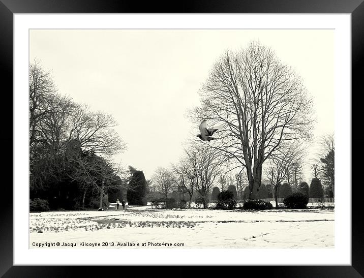 Snowy Day in the Park Framed Mounted Print by Jacqui Kilcoyne