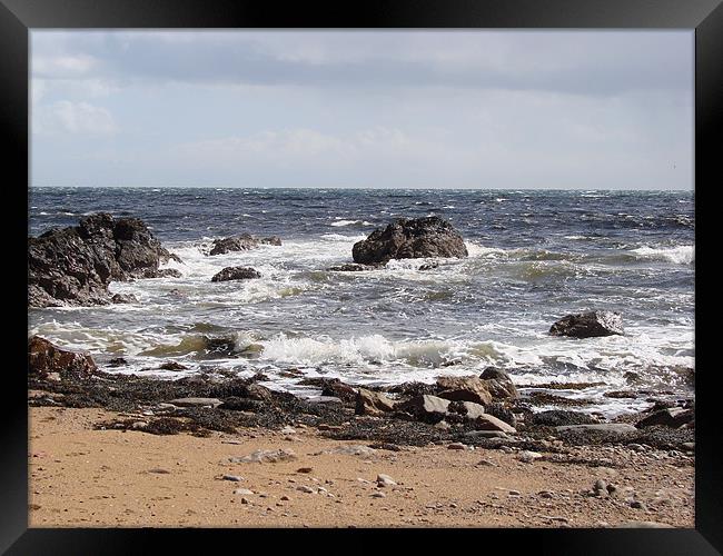 Dunbeath Shore Framed Print by Moira Campbell