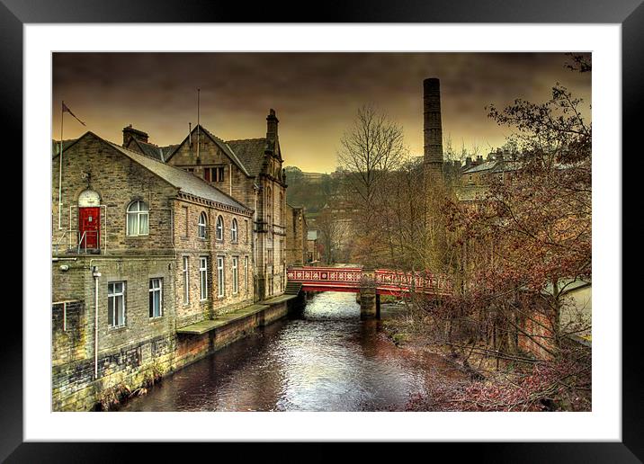 The Red Bridge. Framed Mounted Print by Irene Burdell