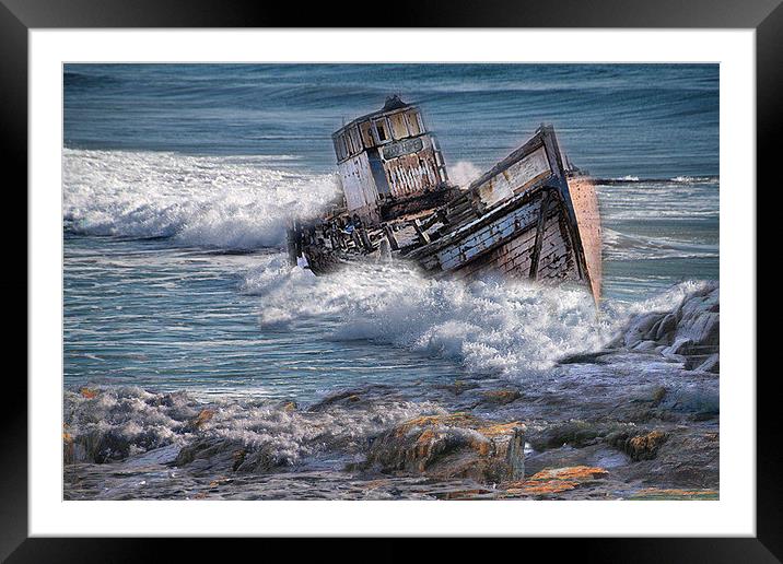  Wrecked Boat  Framed Mounted Print by Irene Burdell