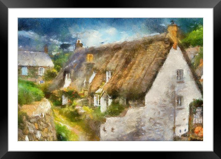 Cadgwith Cove Cottages . Framed Mounted Print by Irene Burdell