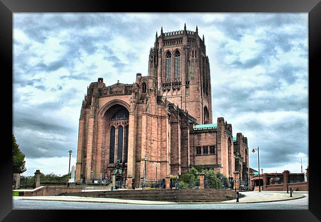 Liverpool Anglican Cathedral Uk Framed Print by Irene Burdell