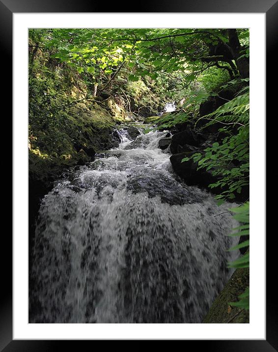 Waterfall Llanberis Framed Mounted Print by emma thomas