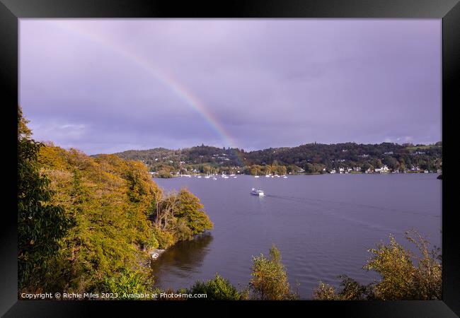 Rain ow on lake windermere Framed Print by Richie Miles