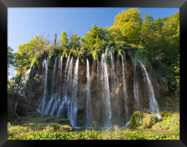 Waterfall in Plitvice National Park Croatia.  Framed Print by Richie Miles